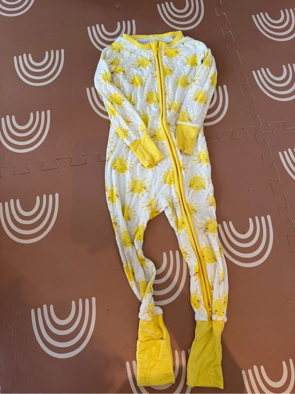 Little Sleepies White Footed One-Piece with Yellow Sun Print